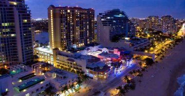 Fort Lauderdale skyline at sunset, Florida.