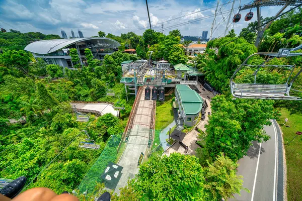 stock image Singapore - September 13, 2023: Aerial view of The Luge and Sentosa Island.