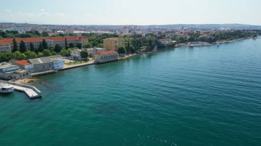 Aerial view of Zadar cityscape along the sea, Croatia.