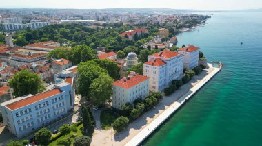 Aerial view of Zadar cityscape along the sea, Croatia.