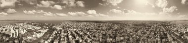 Panoramic aerial view of Zadar homes and skyline, Croatia.