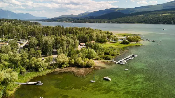 stock image Aerial view of Windermere along the lake, British Columbia - Canada.