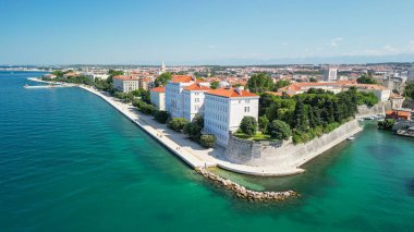 Aerial view of Zadar cityscape along the sea, Croatia.