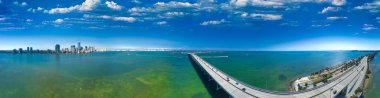 Miami Rickenbacker Causeway aerial view on a beautiful sunny day, Florida.