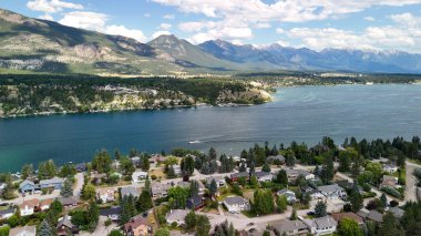 Aerial view of Invermere town along the lake, British Columbia - Canada. clipart