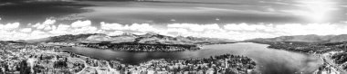 Aerial view of Invermere town along the lake, British Columbia - Canada. clipart