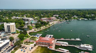 Wisconsin, Cenevre Gölü 'nün havadan görünüşü - ABD.