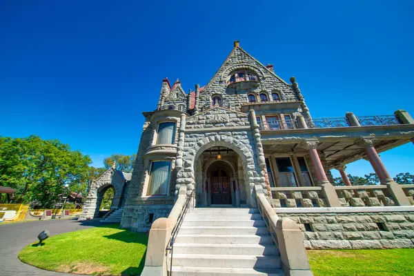 stock image Craigdarroch Castle exterior view in Victoria on a sunny day, Vancouver Island