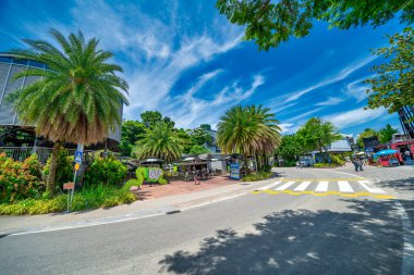 Singapur - 13 Eylül 2023: Luge, Sentosa Adası 'nın en ünlü şehridir..