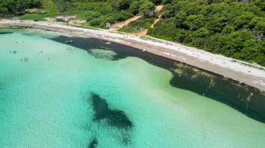 Hırvatistan 'ın Zadar kentindeki Sahil Sakarun hava manzarası.