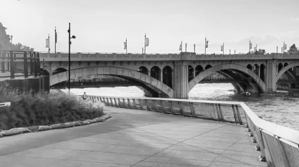 stock image Bridge along Calgary waterfront at sunset.