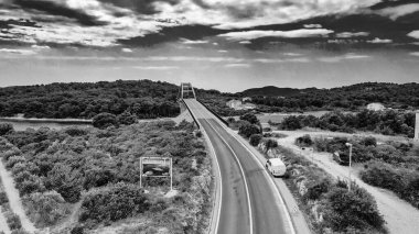 Zdrelac Bridge aerial view in Ugljan Island, Croatia. clipart