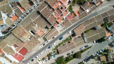 Zahara de la Sierra, Endülüs 'ün hava manzarası. Güney İspanya.