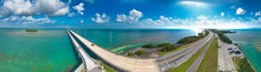 Interstate and bridge across Keys Islands, Florida aerial view.