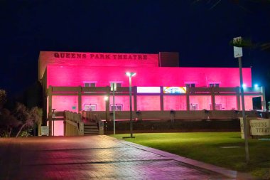 Geraldton, Australia - September 2, 2023: Queens Park Theatre exterior view at night. clipart