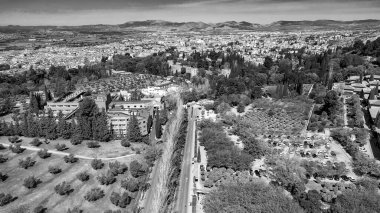 Granada, Endülüs 'ün hava manzarası. Güney İspanya.