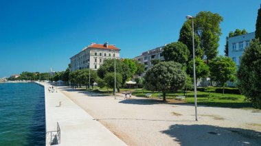 Aerial view of Zadar cityscape along the sea, Croatia.