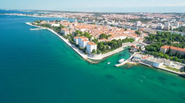 Aerial view of Zadar cityscape along the sea, Croatia.