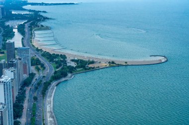 Chicago Lakefront 'un hava manzarası.