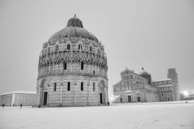 Pisa Covered in Snow: A Beautiful Winter Wonderland After the Snowstorm. clipart