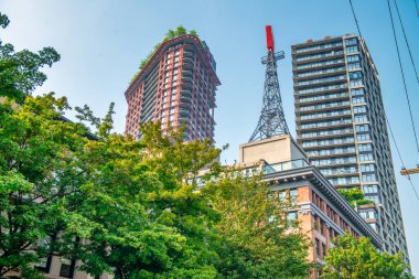 Vancouver, Kanada - 10 Ağustos 2017: Güneşli bir günde Çin Mahallesi 'nin renkli buidlings' i.