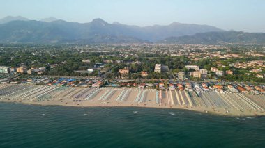 Panoramic aerial view of Lido di Camaiore and Viareggio shoreline in summer season - Tuscany, Italy clipart