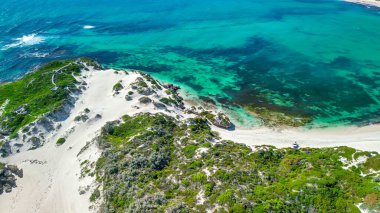 Stunning drone perspective of Sandy Cape Reserve in Jurien Bay, showcasing untouched coastal beauty. clipart