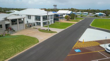 Lancelin kasabasının göz alıcı kuş bakışı manzarası ve Batı Avustralya 'daki güzel sahil şeridi..