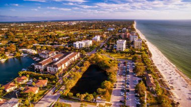 Naples, Florida - Panoramic aerial view of the beautiful city beach,