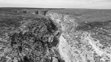 Kalbarri Ulusal Parkı 'ndaki Z Bend kaya oluşumu ve Kanyon' un göz alıcı kuş bakışı görüntüsü..