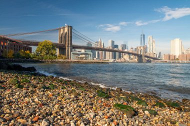 Brooklyn Köprüsü, New York, Iconic Landmark Manhattan ve Brooklyn 'i Bağlıyor.
