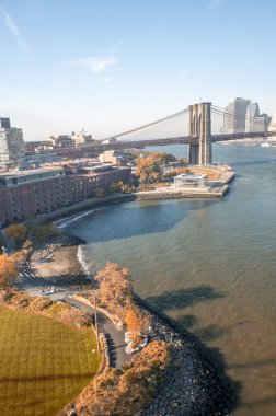 Brooklyn Köprüsü, New York, Iconic Landmark Manhattan ve Brooklyn 'i Bağlıyor.