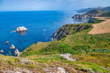 Kaliforniya Bixby Köprüsü yakınlarındaki Big Sur kıyı şeridi.