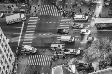 Manhattan Trafiğinin Hava Perspektifi, New York İkonik Şehir Hareketini Gösteriyor.