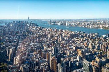 Manhattan 'ın ortasından çarpıcı bir hava manzarası, New York' un Yüreği.