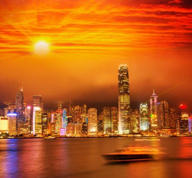 City of Lights - Hong Kong Skyline Illuminated from Kowloon. clipart