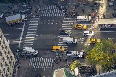 Manhattan Trafiğinin Hava Perspektifi, New York İkonik Şehir Hareketini Gösteriyor.