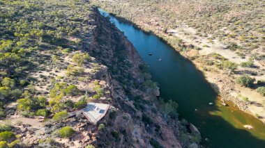 Hawks Head 'in Batı Avustralya' daki Kalbarri Ulusal Parkı 'ndaki hava görüntüsü..