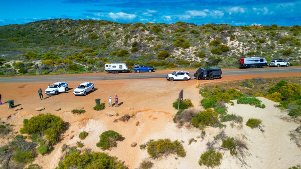 Hutt Lagoon's striking colors and surrounding landscapes, a breathtaking aerial perspective.