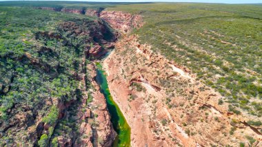 Kalbarri Ulusal Parkı, Batı Avustralya Kanyonu 'ndaki Z Bend' in hava görüntüsü.