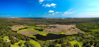 Breathtaking aerial shot of Yanchep National Park, highlighting the lush landscapes and native flora in Western Australia. clipart