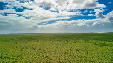 Lancelin kum tepelerinin havadan görünüşü, Batı Avustralya 'nın doğal bir harikası..