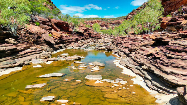 Breathtaking aerial perspective of Z Bend, a unique canyon feature in Kalbarri National Park.
