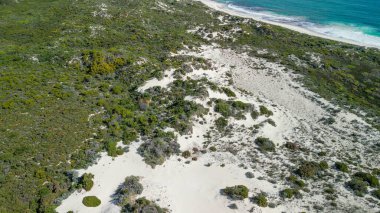 Stunning drone perspective of Sandy Cape Reserve in Jurien Bay, showcasing untouched coastal beauty. clipart