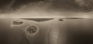 Panoramic aerial view of Galesnjak, the heart-shaped Croatian island. clipart