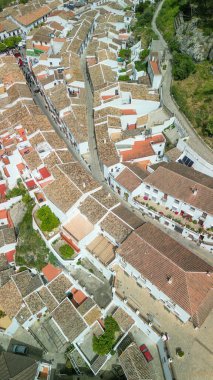 Breathtaking aerial view of Zahara de la Sierra, a charming white village in Andalusia, Spain. clipart