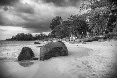 Khao Lak, Tayland - 22 Aralık 2019 Khao Lak kıyı şeridi boyunca verimli doğa ve sakin deniz manzaralı tropik cennet.