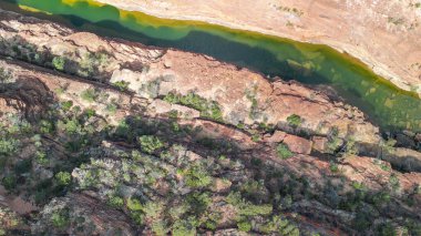Kalbarri Ulusal Parkı, Batı Avustralya Kanyonu 'ndaki Z Bend' in hava görüntüsü.