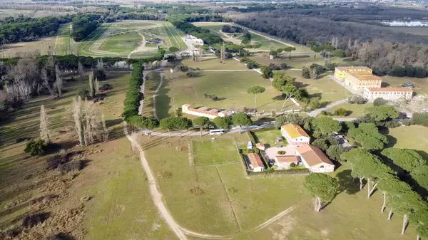 San Rossore 'ın Toskana, İtalya' daki panoramik hava manzarası, bozulmamış doğa ve vahşi yaşam.