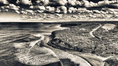 Aerial view of Torquay Beach along the Great Ocean Road, Australia.